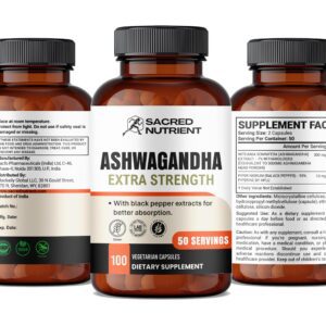 Ashwagandha Organic Supplement with Black Pepper Extract Pack of 2