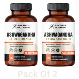 Ashwagandha Organic Supplement with Black Pepper Extract Pack of 2